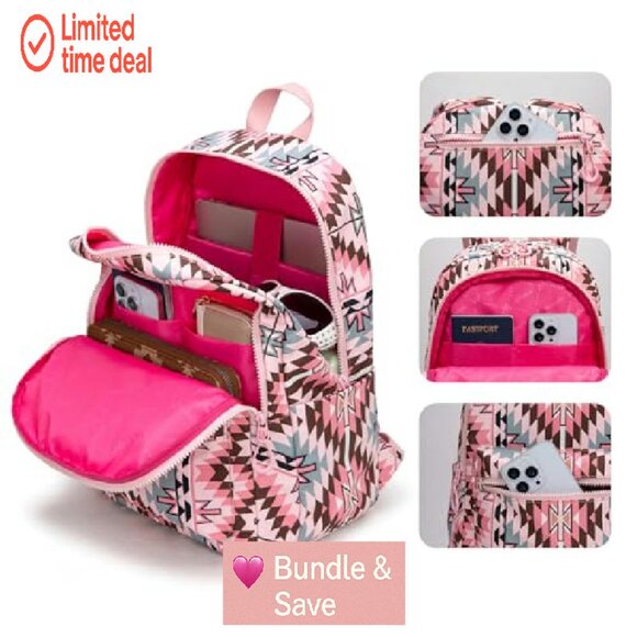 Western Backpack Purse, Waterproof Canvas, 6 Pockets, Travel & Daily Use - Picture 6 of 7